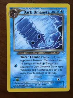 Pokemon TCG Dark Omanyte 37/105 Neo Destiny Regular Unlimited LP/NM - Image 1
