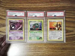 Gym Heroes Lot PSA Pokemon 1st Ed. Blaine's Tauros, Erika's Tangela, Sab Gastly - Image 1