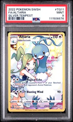 2022 POKEMON SWORD & SHIELD SILVER TEMPEST #TG11 FULL ART/ALTARIA PSA 9 - Image 1