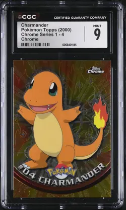 CGC 9 MINT Charmander Topps 2000 Chrome Series 1 4 Chrome Pokemon Card - Image 1