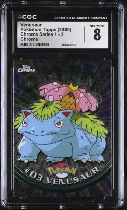 CGC 8 Venusaur Topps 2000 Chrome Series 1 3 Chrome Pokemon Card - Image 1