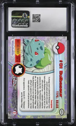 CGC 9 MINT Bulbasaur Topps 2000 Chrome Series 1 1 Chrome Pokemon Card - Image 2