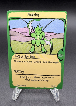 PokeDoodly Stabby (Scyther) 123/151 - 1st Edition Card - Fan Art - Image 1