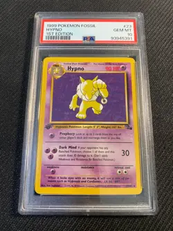 PSA 10 GEM MINT Hypno 23 Fossil 1st Edition Pokemon Card - Image 1