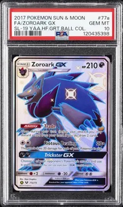 2017 POKEMON SUN & MOON SHINING LEGENDS #77A FULL ART/ZOROARK GX PSA 10 - Image 1