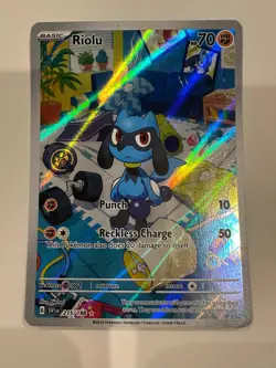 Riolu 215/198 Scarlet & Violet Base Set Illustration Rare Holo Pokemon TCG MINT - Image 1