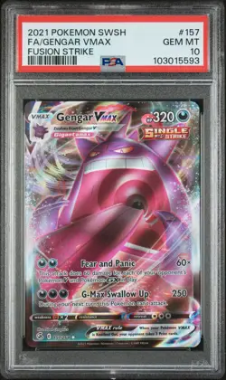 2021 POKEMON SWORD & SHIELD FUSION STRIKE #157 FULL ART/GENGAR VMAX PSA 10 - Image 1