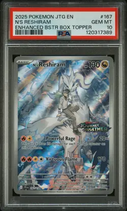 2025 POKEMON JTG EN-JOURNEY TOGETHER #167 N'S RESHIRAM PSA 10 - Image 1
