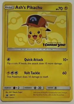 Ash's Pikachu SM111 Black Star Promo Pokemon Card - Image 1