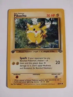 1999 1st Edition Pikachu Pokemon Card Base Set Jungle WOTC TCG #60/64 - Image 1