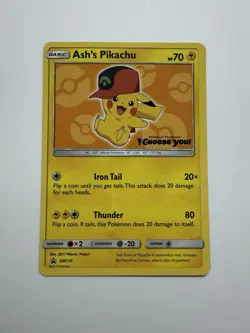 Ash's Pikachu SM110 Stamp Promo Card Regular Pokemon TCG - Image 1