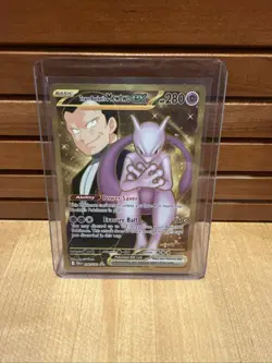 Pokemon TCG Mewtwo EX Team Rockets Gold Rare Card 240/182 Destined Rivals - Image 1