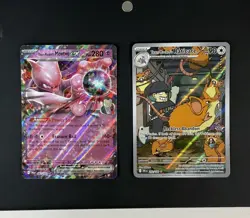Team Rocket's Mewtwo EX 081/182 & Raticate 202/182 Pokemon Destined Rivals Cards - Image 1