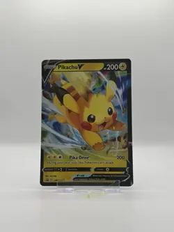 Pikachu V SWSH285 Crown Zenith Black Star Promo Card Near-Mint Condition - Image 1