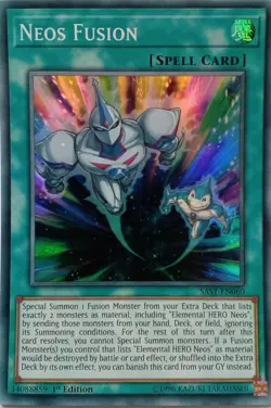 SAST-EN060 NEOS FUSION SUPER RARE 1ST EDITION YuGiOh CARD - Image 1
