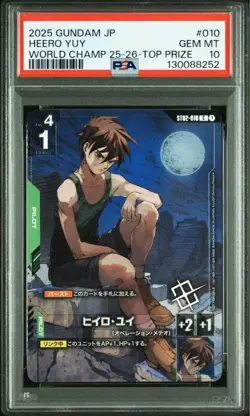 Gundam Card Game PSA10 Heero Yuy ST02-010 WCS Top 8 Promo Rare - Image 1
