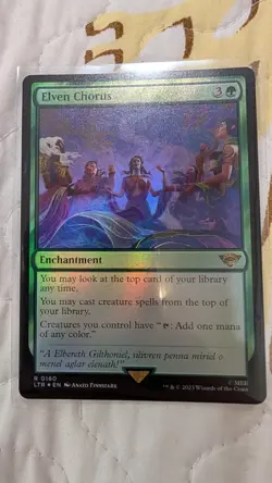 MTG Lord of the Rings *FOIL* Rare Elven Chorus #0160 Magic the Gathering - Image 1