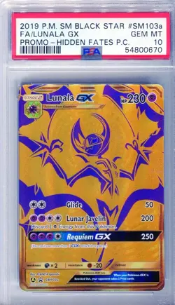 PSA 10 Lunala GX SM103a SM Promo Hidden Fate Full Art Pokemon Card 2019 - Image 1