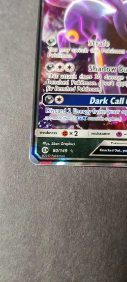 Pokemon Umbreon GX Sun & Moon Base Set 80/149 Rare Holo Card NM - Image 3
