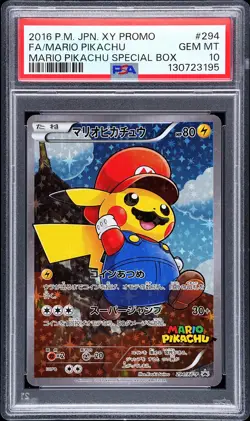 2016 POKEMON JPN XY PROMO #294 FULL ART/MARIO PIKACHU PSA 10 - Image 1