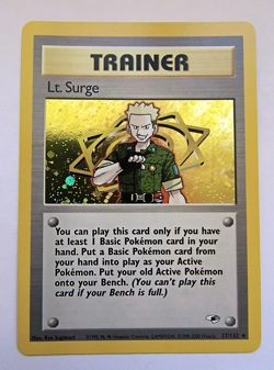 👀 VIDEO Lt Surge 17/132 Gym Heroes Holo WotC 2000 VTG Pokemon TCG Card - Image 1