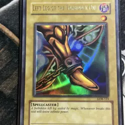 Misprint Foilshift YUGIOH LEFT LEG OF THE FORBIDDEN ONE LOB-121 ULTRA - Image 2