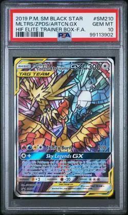 2019 POKEMON SM BLACK STAR PROMO FULL ART/MOLTRES & ZAPDOS & ARTICUNO GX PSA 10 - Image 1