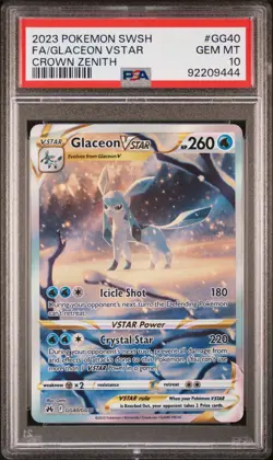 2023 POKEMON SWORD & SHIELD CROWN ZENITH #GG40 FULL ART/GLACEON VSTAR PSA 10 - Image 1