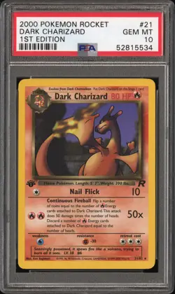 2000 POKEMON ROCKET 1ST ED #21 DARK CHARIZARD PSA 10 - Image 1