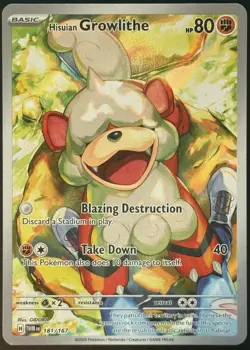 Hisuian Growlithe 181/167 Twilight Masquerade IR Holo Pokemon Card NM - Image 1