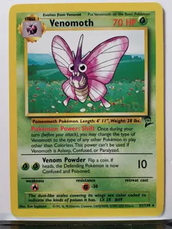Venomoth 31/130 - VLP / NM - RARE Base 2 Set Pokemon Card - $2 Combined Shipping - Image 1