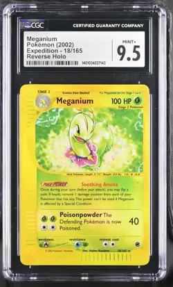 CGC 9.5 MINT+ Meganium Expedition 18/165 Reverse Holo Pokemon Card - Image 1