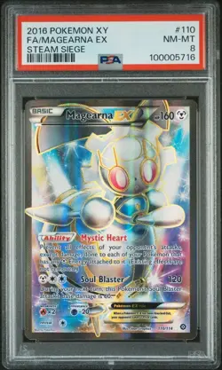 PSA 8 2016 POKEMON XY STEAM SIEGE 110 FULL ART MAGEARNA EX - Image 1