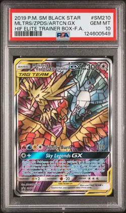 2019 POKEMON SM BLACK STAR PROMO FULL ART/MOLTRES & ZAPDOS & ARTICUNO GX PSA 10 - Image 1