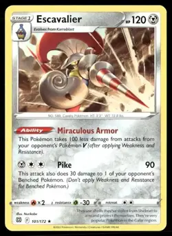 2022 Brilliant Stars Set Pokemon Card 101 Escavalier NM - Image 1