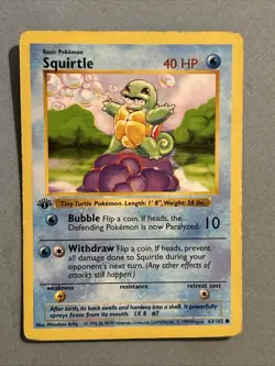 Squirtle 063/102 1st Edition Base Set (Shadowless) Pokemon Card Extremely Rare! - Image 1