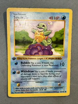 Squirtle 063/102 1st Edition Base Set (Shadowless) Pokemon Card Extremely Rare! - Image 2