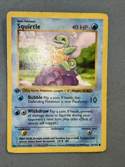 Squirtle 063/102 1st Edition Base Set (Shadowless) Pokemon Card Extremely Rare! - Image 4