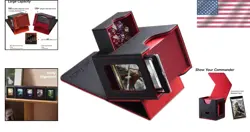 MTG Commander Deck Box - Patented Black/Red Faux Leather, 100 Double-Sleeved ... - Image 2
