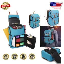 Stylish TCG Backpack Blue Canvas Customizable Pockets MTG Pokemon Lorcana - Image 1
