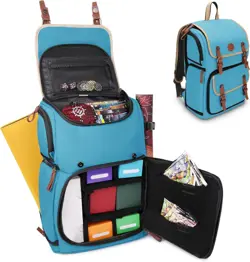 Stylish TCG Backpack Blue Canvas Customizable Pockets MTG Pokemon Lorcana - Image 3