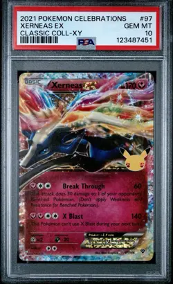 2021 POKEMON CELEBRATIONS CLASSIC COLL. XY #97 XERNEAS EX PSA 10 - Image 1