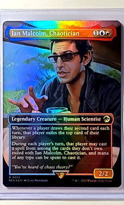 MTG Magic the Gathering Jurassic World Borderless Foil 13 Ian Malcolm Chaotician - Image 1