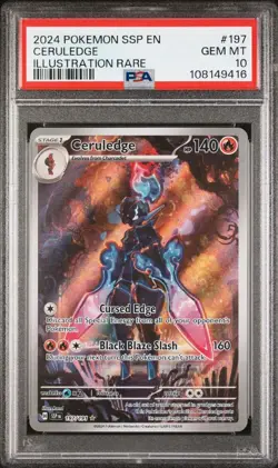 2024 POKEMON SSP EN-SURGING SPARKS ILLUSTRATION RARE #197 CERULEDGE PSA 10 - Image 1