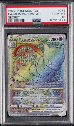 2022 POKEMON GO SECRET #079 FULL ART/MEWTWO VSTAR PSA 10 - Image 1