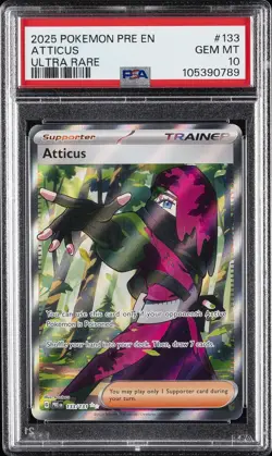 2025 POKEMON PRE EN-PRISMATIC EVOLUTIONS ULTRA RARE #133 ATTICUS PSA 10 - Image 1