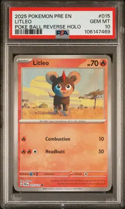 2025 POKEMON PRE EN-PRISMATIC EVOLUTIONS POKE BALL REVERSE HOLO LITLEO PSA 10 - Image 1