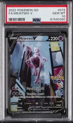 2022 POKEMON GO #072 FULL ART/MEWTWO V PSA 10 - Image 1