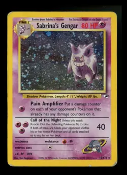 PARTIAL HOLOBLEED Sabrina's Gengar 14/132 Gym Heroes 2000 Holo Rare WOTC Pokemon - Image 1