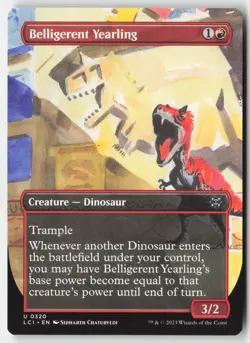 MTG - Belligerent Yearling (Borderless) U The Lost Caverns of Ixalan 320 LP-NM - Image 1
